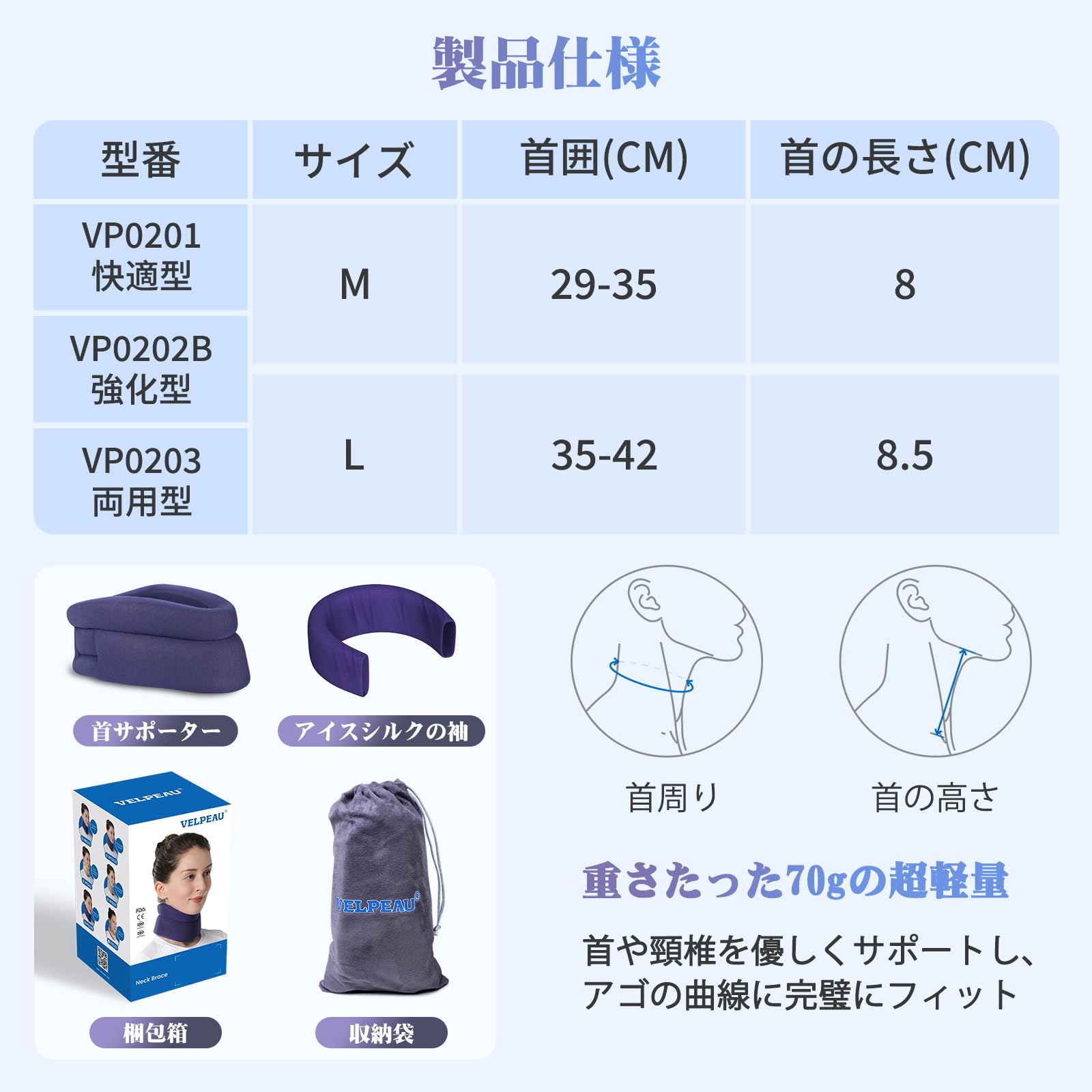 Amazon | VELPEAU 首 コルセット 頸椎 カラー 首 サポーター ソフトな