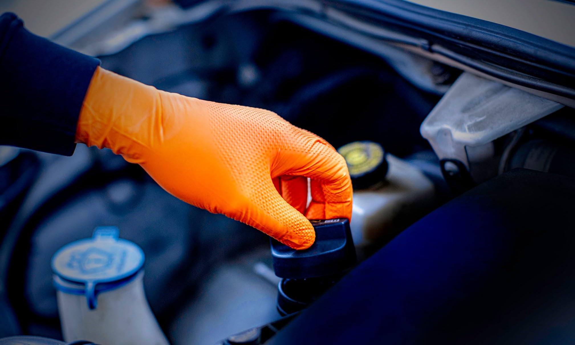 ARLI Edge Grip Nitril Einweghandschuhe Größe L orange 8,5 g Diamantstruktur puderfrei Arbeitshandschuhe Werkstatt Industrie Montage Automotive Handschuhe (500 Stück)