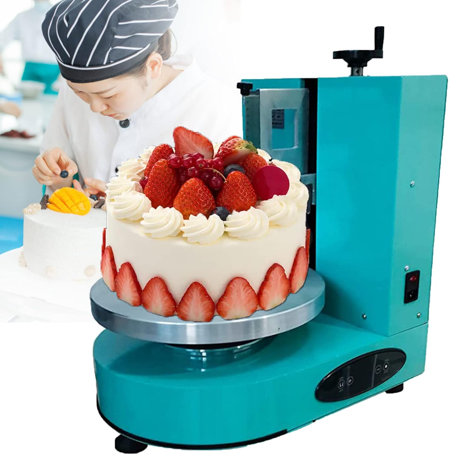 Baking Birthday Cake Tools, 4-12 Inch Birthday Cake Cream Smooth Coating Decoration Machine Cake Butter Cream Spreading Machine Cake Bread Cream Jam Spreader,Green-220V