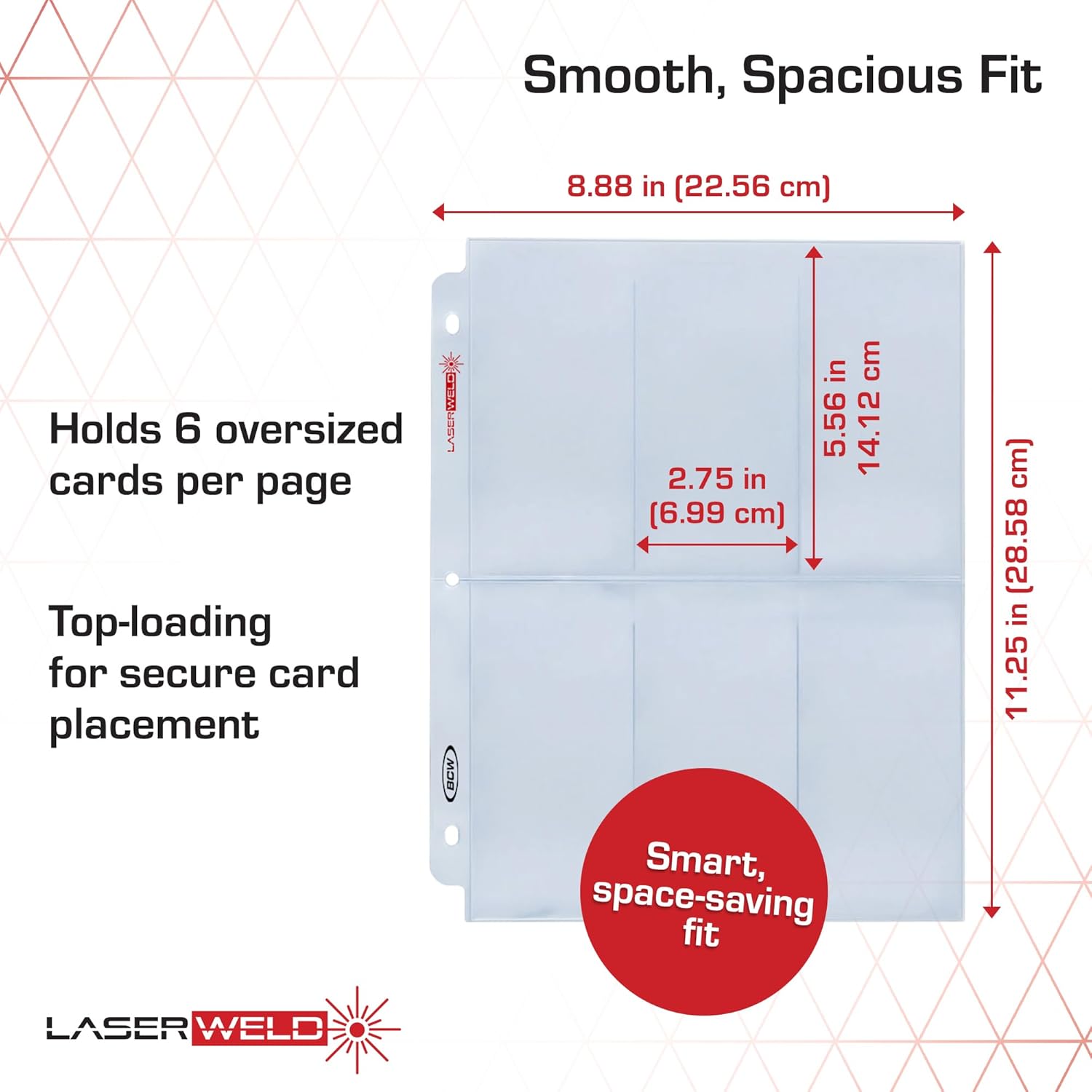 BCW LaserWeld® 6-Pocket Pages | 100 Pack | Trading Card Binder Pages for Tall Boy & Widevision Cards | Acid-Free, PVC-Free, Laser-Welded | Card Storage Sheets