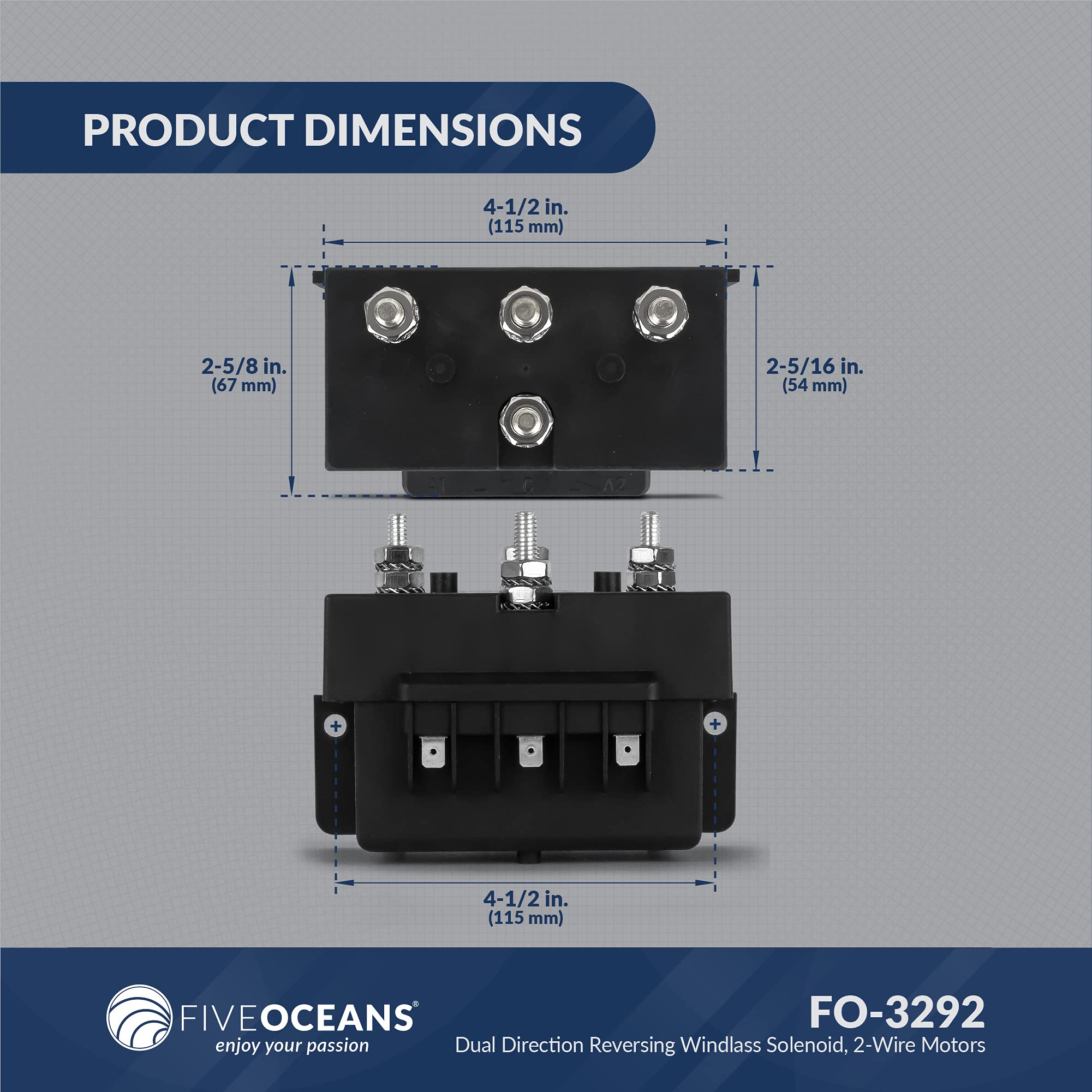 Five Oceans FO3292 Dual Direction Reversing Windlass Solenoid, 2Wire