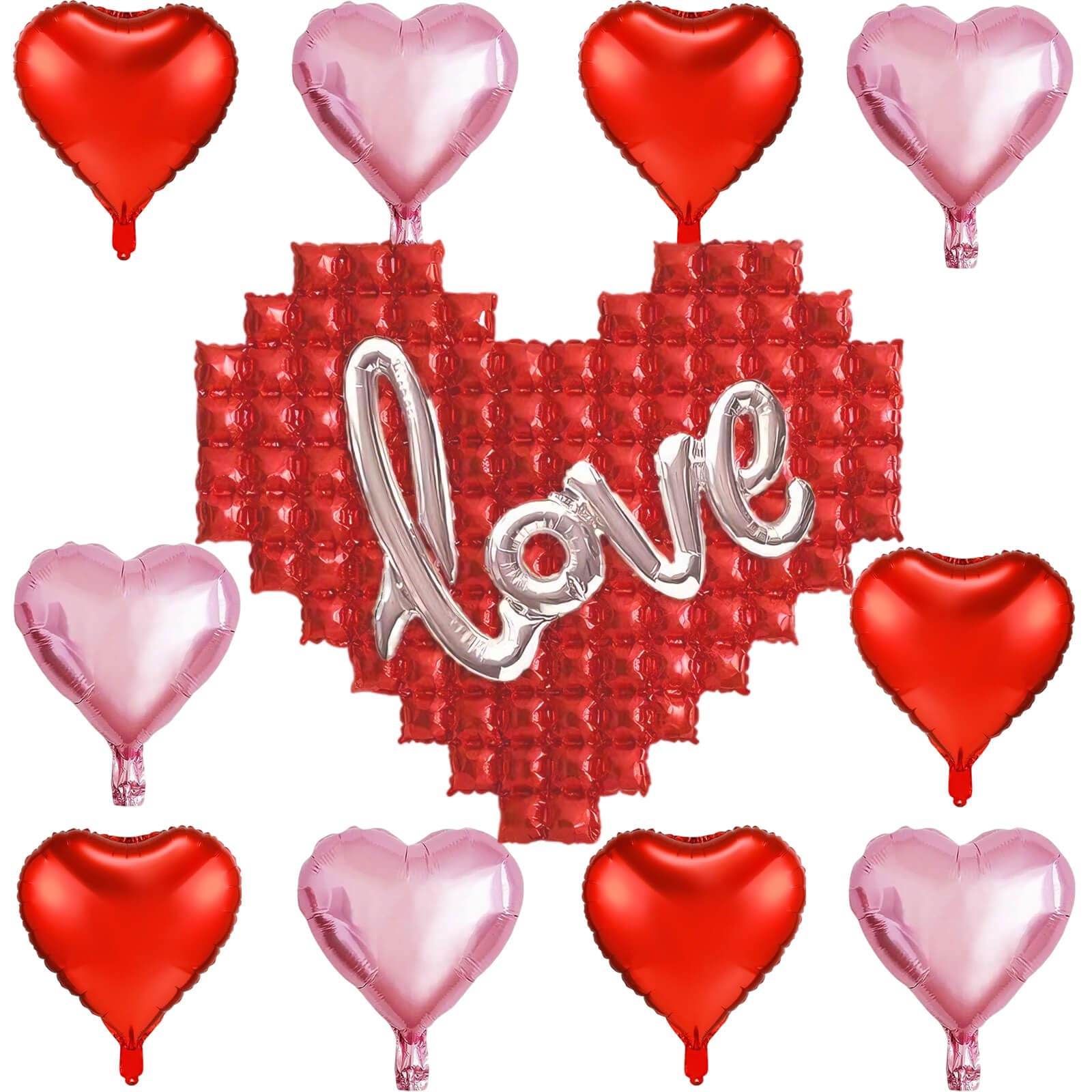 Heart Balloons Valentines Day Decorations - Red Pink Love Shaped Balloon for Birthday Party Decorations Wedding Decor Engagement Holiday