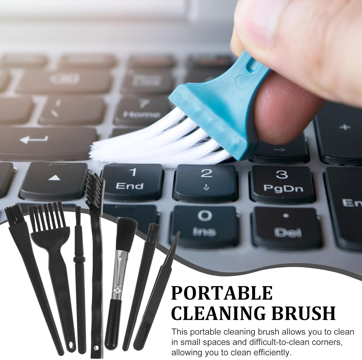 Levemolo Portable Keyboard Cleaning Brush Set with Nylon and TPE Bristles for Efficient Dust Removal and Convenient Storage, for Cleaning Difficult-to-Clean Corners and Small Spaces