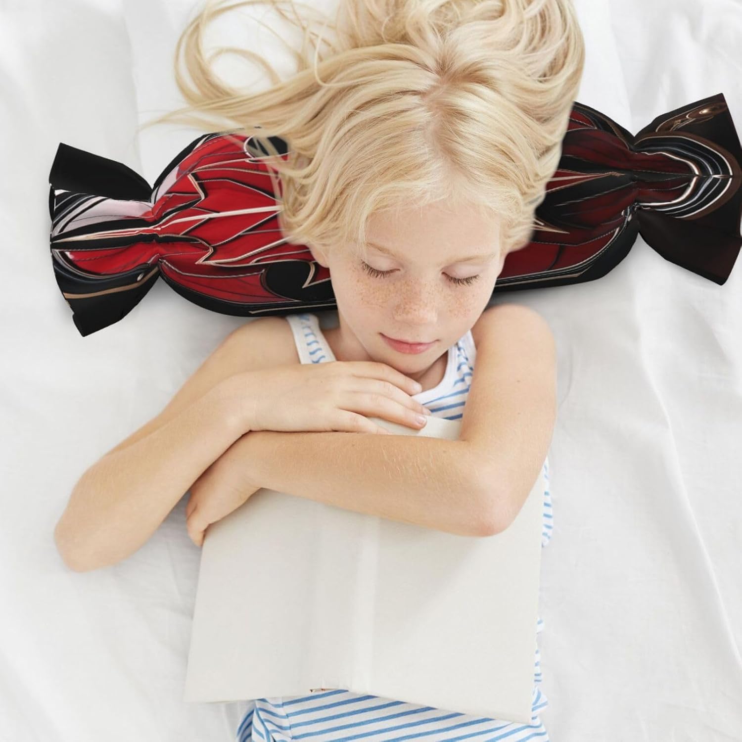 Red Badge. Cylindrical Pillow-Premium Bed Pillows, Side Sleeper Neck Support, Decorative Candy Design, Soft and Durable
