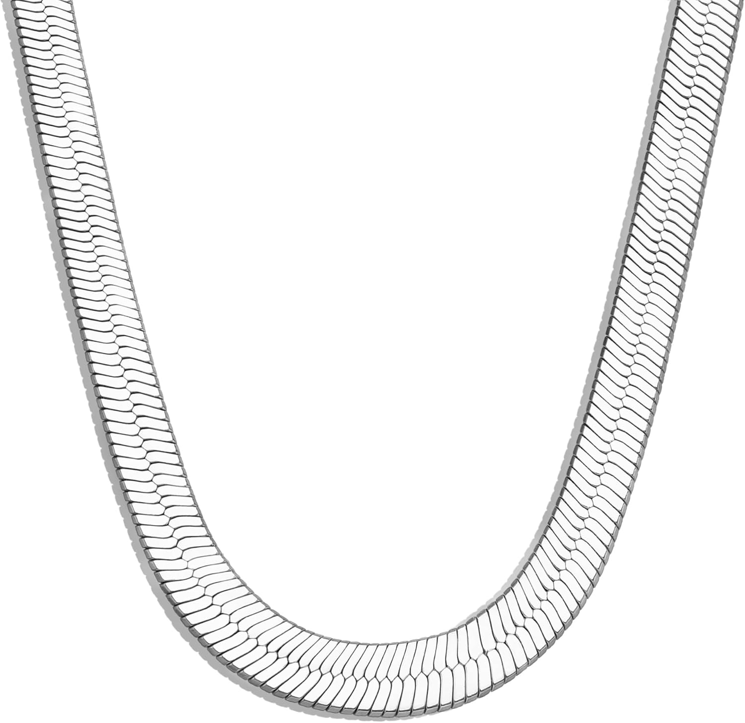 WomenGifts 14K Gold Silver Plated Herringbone Necklace for Women, Dainty Snake Chain Choker, Trendy Simple Long Layered Jewelry Non Tarnish, 3/4/5/8mm,14,16,18,20,22,24,26 Inch Thin & Chunky Options