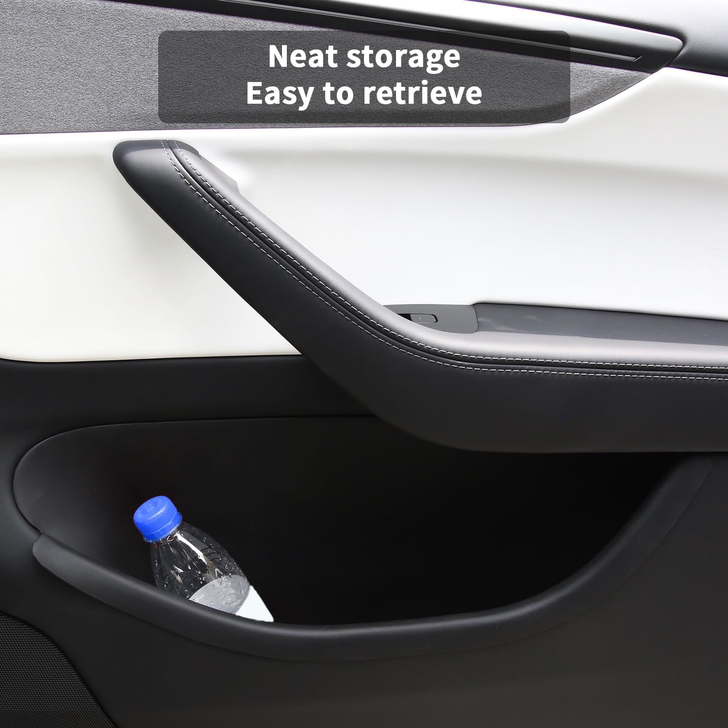 Door Side Storage Box Full Wrapped for Tesla Model Y Juniper 2025 2026 4PCS Front & Rear Door Organizer Tray TPE Slot Pockets Liner Protector for Model Y Launch Series Accessories