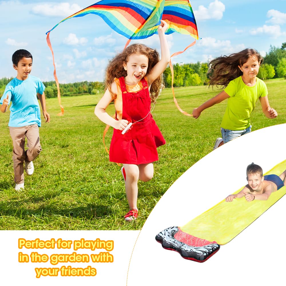 480 * 70cm Toboggan Aquatique, Toboggan pour Pelouse Double Toboggan à Eau, Tapis de Glisse Eau Enfant pour Pelouse et Jeux d'eau en Extérieur