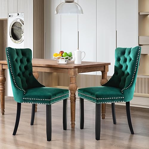 Miniatura 121 de SoarFlash Juego de 6 sillas de comedor de terciopelo, silla lateral de respaldo alto, silla lateral moderna tapizada de alta gama con capitoné y