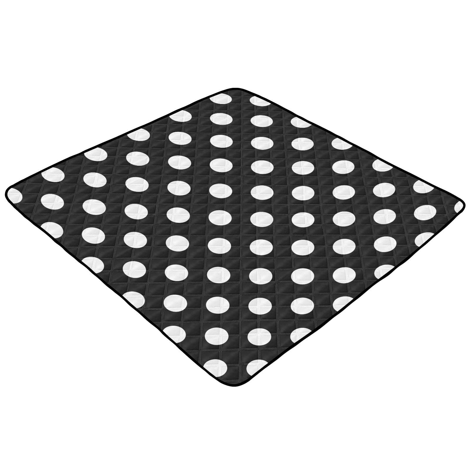 SPRIPORT Black Polka Dot Baby Play Mat for Floor 50