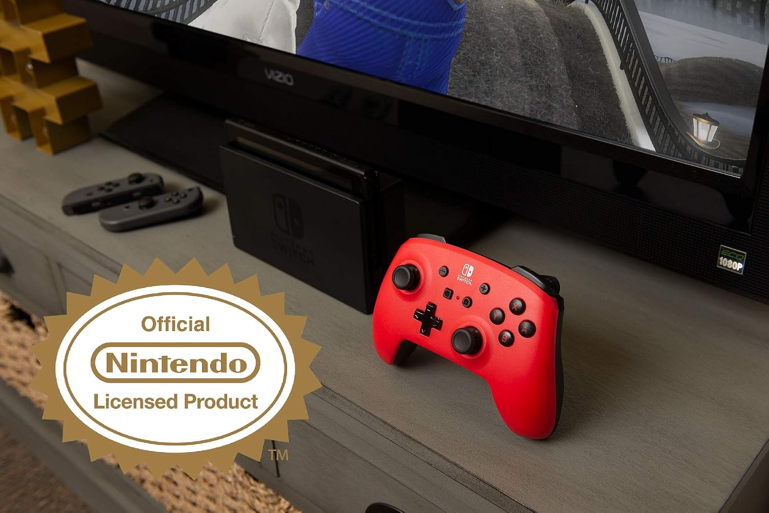 Play your favorite Nintendo Switch games like a Pro with this Officially Licensed Power enhanced wireless Controller. Designed for comfort during extended gaming sessions, this Bluetooth wireless Controller features bold Red design with Black accents, motion controls, standard layout, and metallic d-pad. Enjoy up to 30 hours of gameplay with new alkaline batteries (other variables affect playtime).