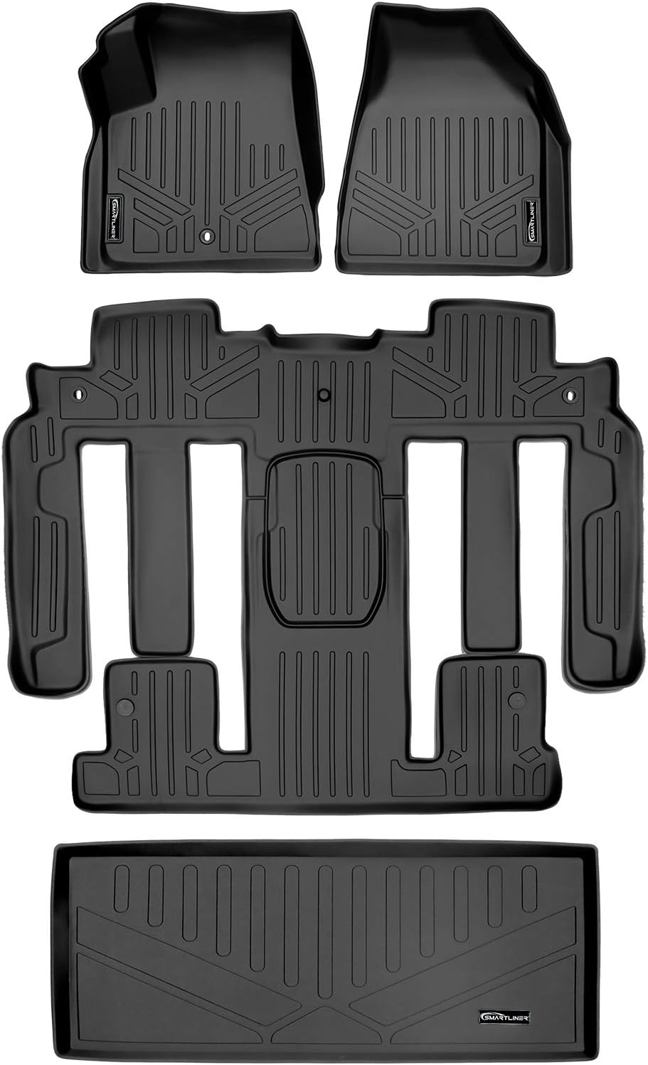 MAXLINER Custom Fit 2 Row & Cargo Liner Behind The 3rd Row Floor Mat Liner Set Compatible with 2007-2016 GMC Acadia