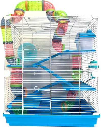 Hámster Mansion Gerbil - Hámster grande de 5 niveles, hábitat para ratones con tubos corssover, túneles con juego completo de accesorios para
