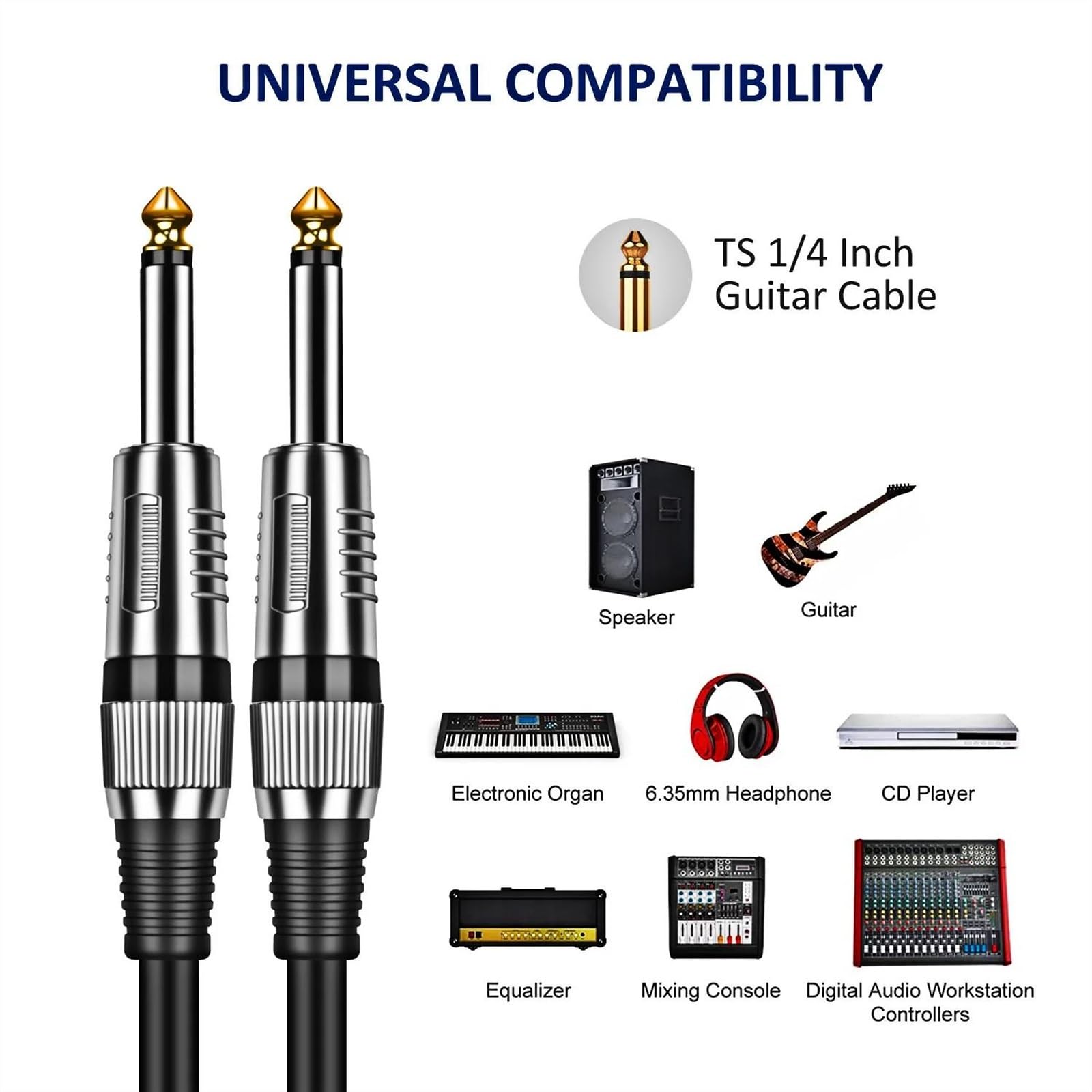 kabel audio instrumentu muzycznego Kabel Gitarowy Męski Do Męskiego 1/4 Cala Kabel Do Instrumentów 6,5 Mm Do 6,5 Mm Pozłacane Kable AUX Do Miksera Gitarowego(Red,10m)