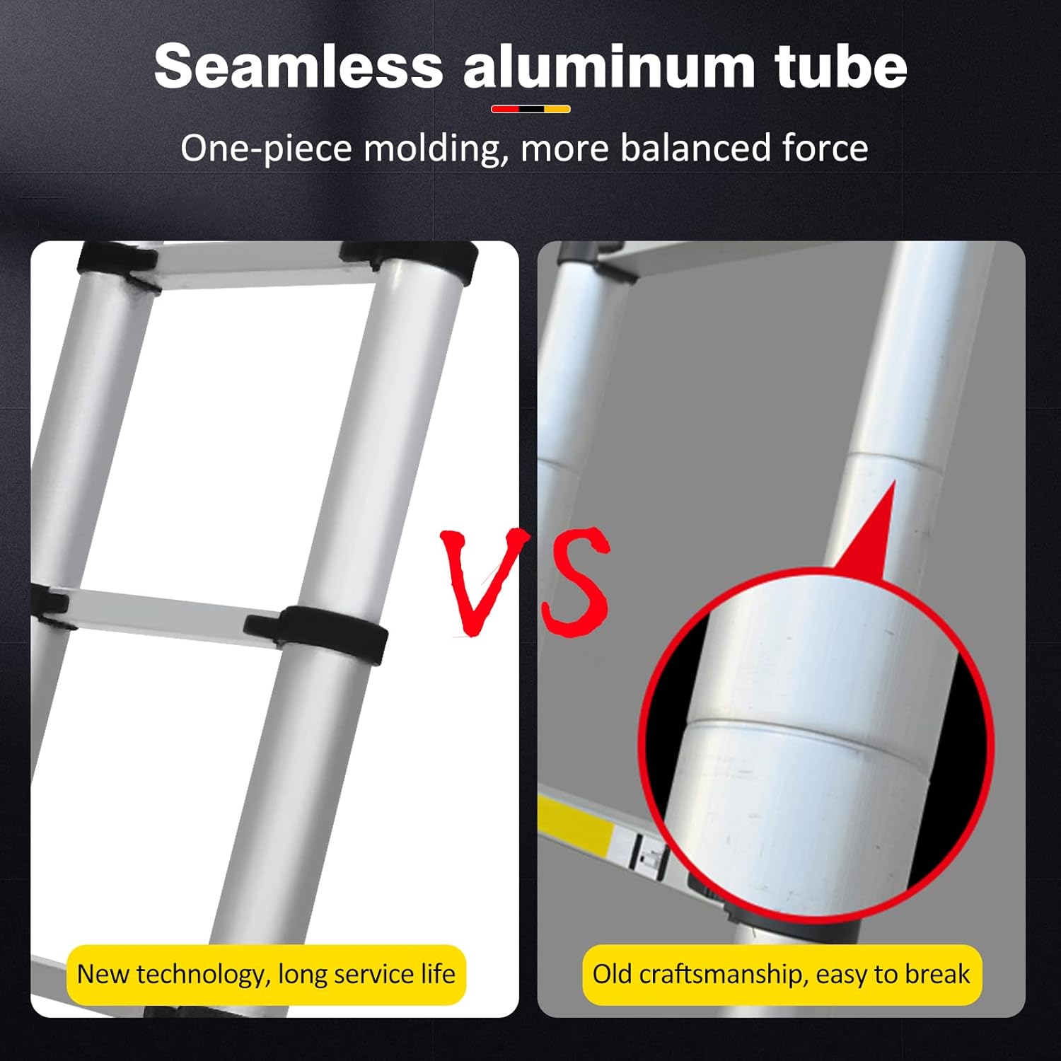 10.5FT Aluminum Telescoping Ladder Collapsible & Lightweight Extension Ladder 330lbs Load Capacity Multi Purpose Telescopic Ladder for Home Use (Silver)