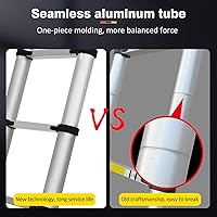 Vista 5 de Escaleras telescópicas, escalera de extensión de aluminio plegable multiusos EN131, escalera plegable compacta con cubierta de pie antideslizante