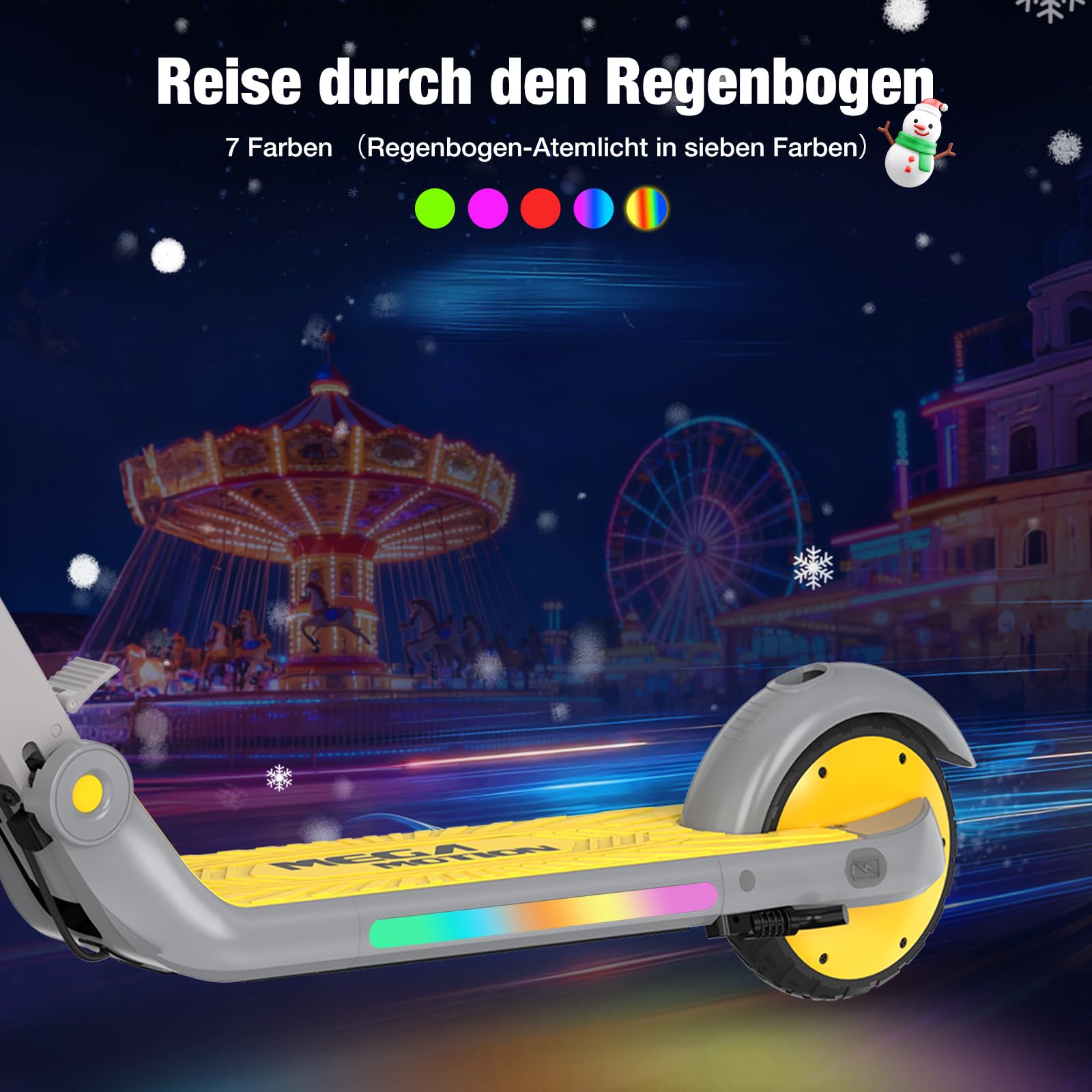 Patinete eléctrico Infantil con 3 velocidades (8/12/16 km/h), Plegable, para niños y niñas de 6 a 12 años, autonomía de 8 km y Luces LED de Colores