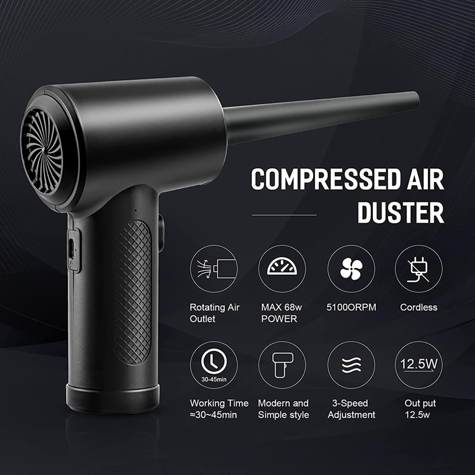Tastiera del computer PC Auto Aria compressa Spolverino 6000mAh Batteria 51000 RPM Soffiatore cordless portatile