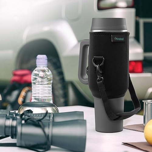 Miniatura 9 de Vaso de 40 oz a prueba de fugas con asa y funda protectora de transporte, taza para botella de agua aislada con tapa con popote a prueba de derrames