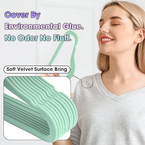 Miniatura 6 de Ulimart Perchas de terciopelo para bebés (11.4 pulgadas - 50 unidades), perchas para ropa de bebé, ideales para uso diario estándar, perchas para