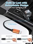 USB-C Car Charger 99W, Retractable Car Charger Fast Charger with 3 Ports (QC 3.0 & 2 PD) Ultra-Compact Type-C Fast Car Charger with 2.3ft Built-in Cable Cigarette Lighter Adapter for All Phones