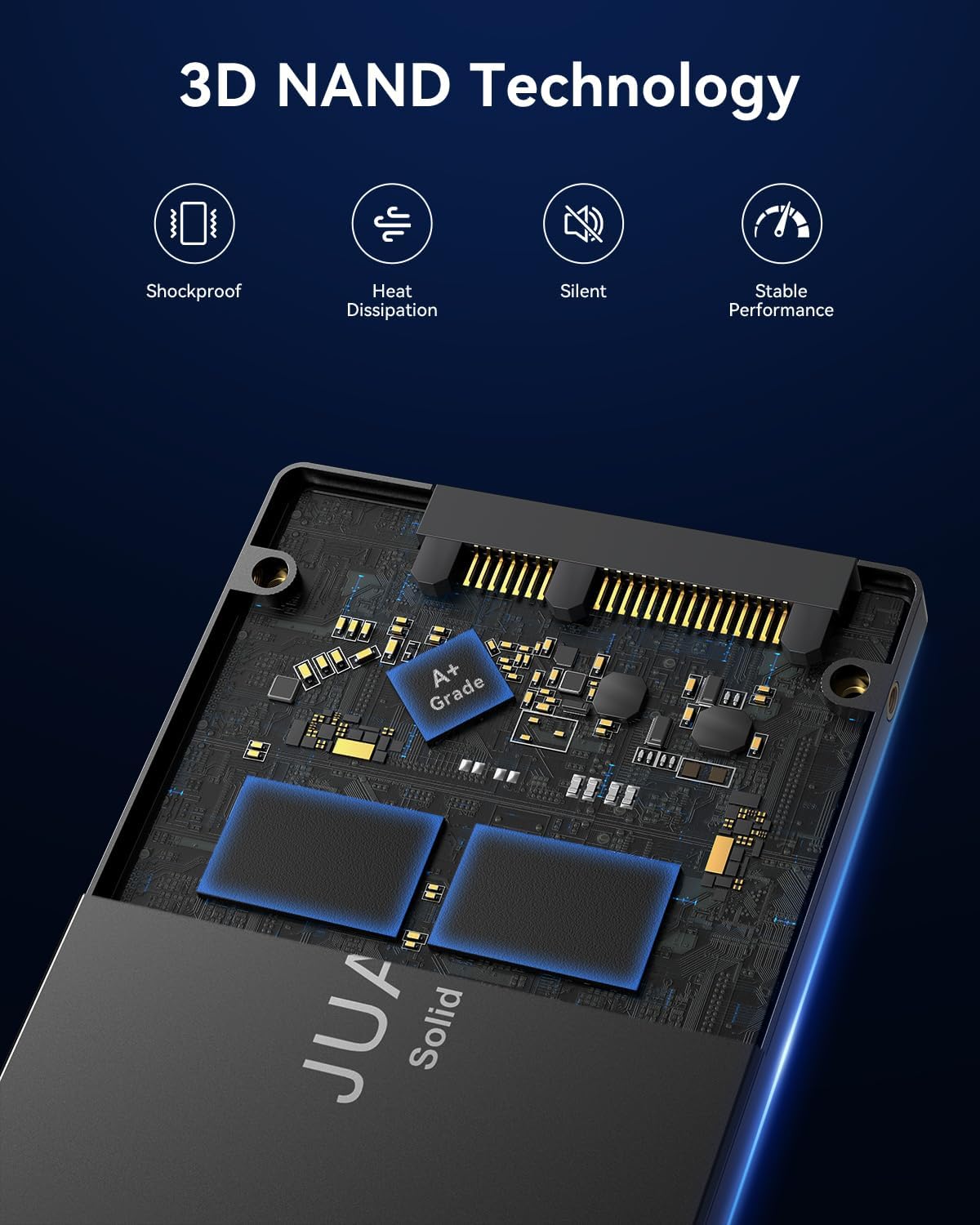 JUANWE 128GB SATA III 2.5 inch Internal SSD up to 500MB/s Internal Solid State Drive with 3D NAND Flash 2.5’’ SATA III SSD Boost Performance for Laptop and PC