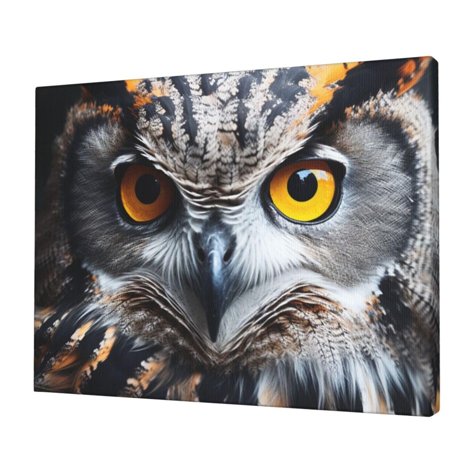 FodPand Canvas Wall Art for Living Room Wall Decor 12"x16" Modern Artwork Painting Pictures Hanging Canvas Prints Owl Head Portrait Aesthetic Wall Art for Bedroom Bathroom Office Wallart Decor