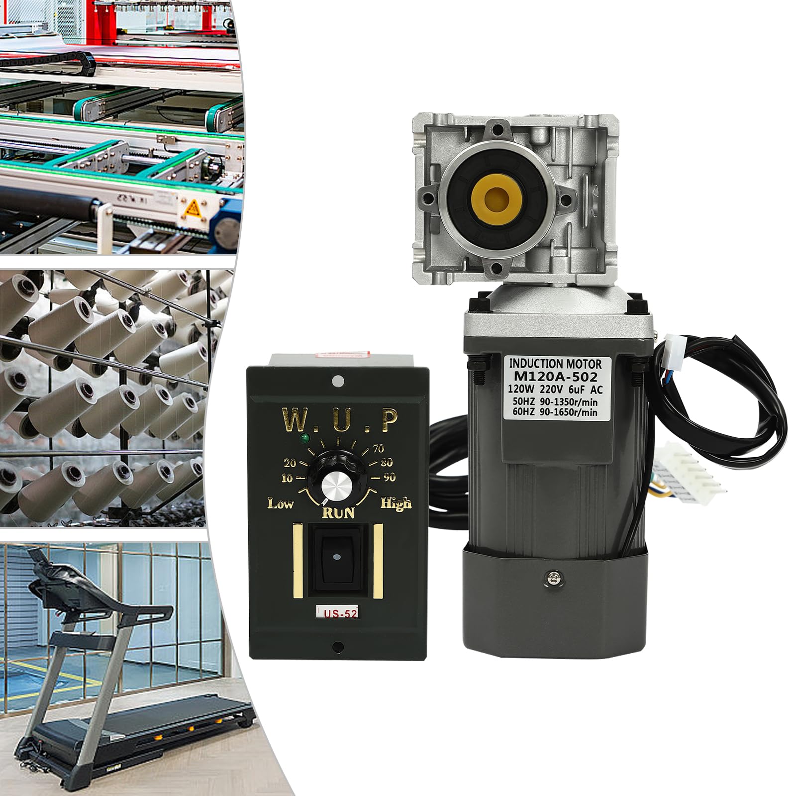 Motoriduttore, 120 W, 80 K, con regolatore di velocità, 1350 giri/min, velocità di rotazione regolabile con regolatore, motore elettrico da 220 V, per griglia automatica/mixer/porte/finestre
