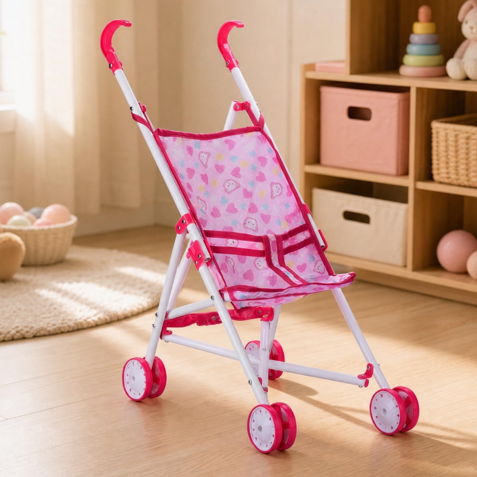 Carrozzina Giocattolo Robusto Accessorio da Gioco Sicuro per Bambini, Stanza dei Giochi, Carrello Hld17f