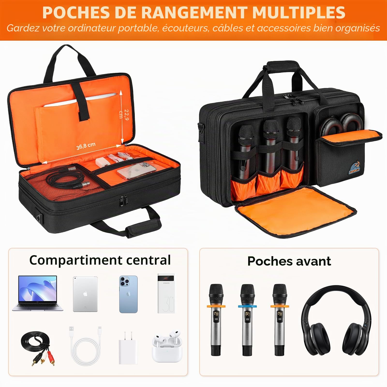 Étui de Transport pour Contrôleur Pioneer DDJ-FLX4/DDJ-REV1/DDJ-400/DDJ-SB3/DDJ-RB,Sac de Rangement avec Bandoulière pour Contrôleur DJ compatible avec Numark Mixtrack Pro FX/Platinum FX/Roland DJ-202