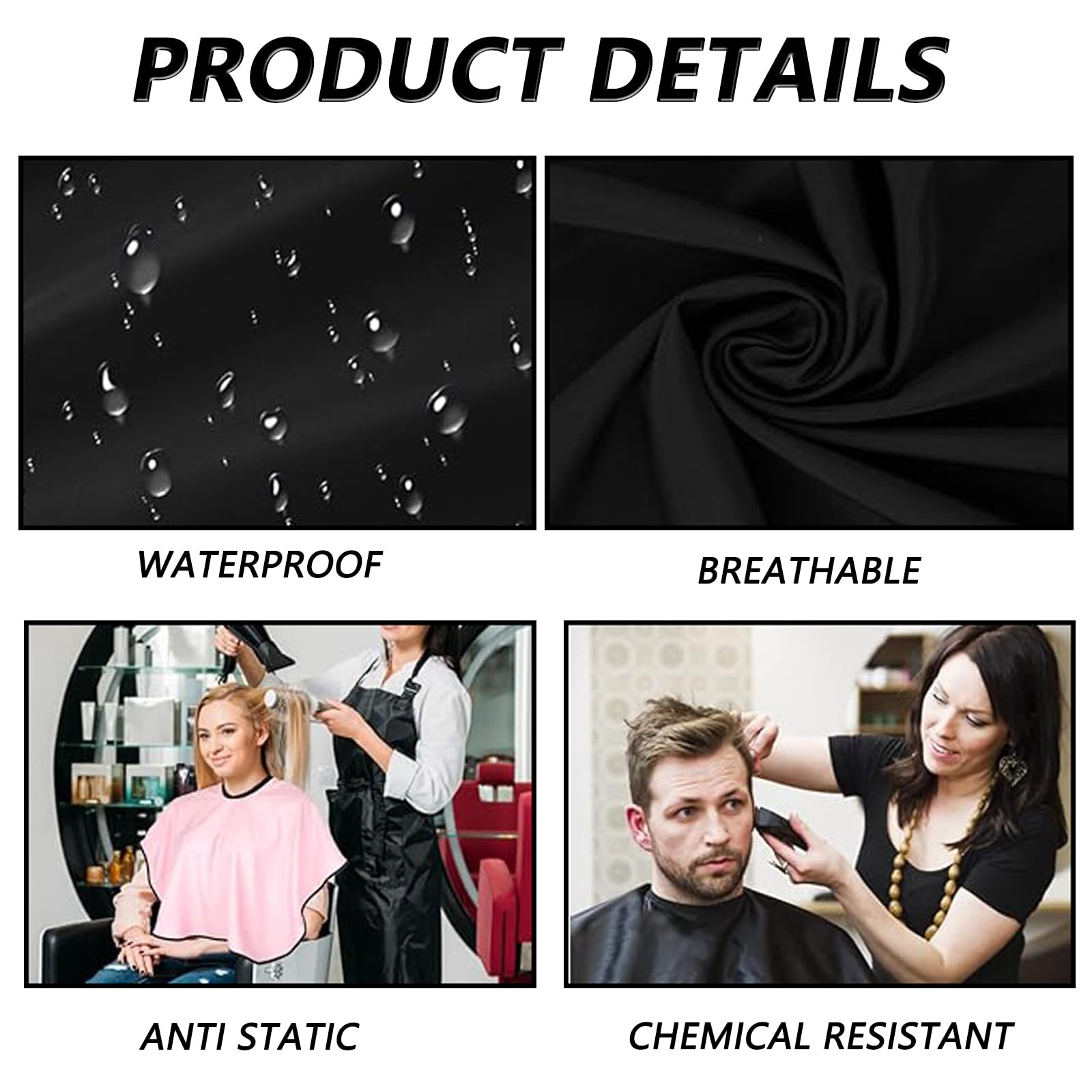 Frisierumhang Kurz, 2 Stück Wasserdichter Make up Umhang Friseurumhang Haarschneideumhang mit Klettverschluss für Salon Haarschneiden Friseur (Schwarz, Rosa)