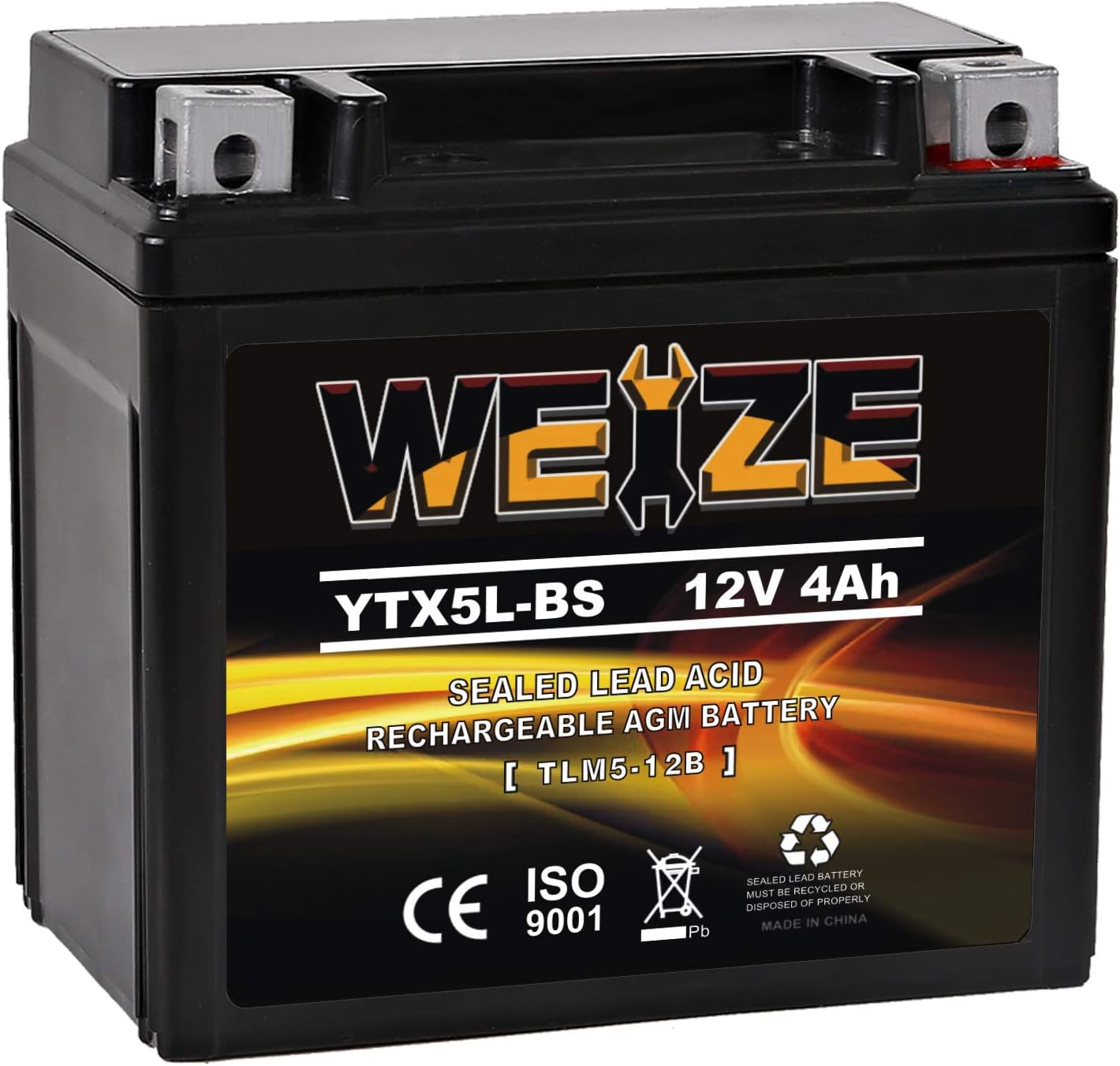 Weize YTX5L-BS High Performance - Maintenance Free - Sealed AGM Motorcycle CTX5L Battery Replacement For Honda YUASA Yamaha ETX5L-BS Batteries