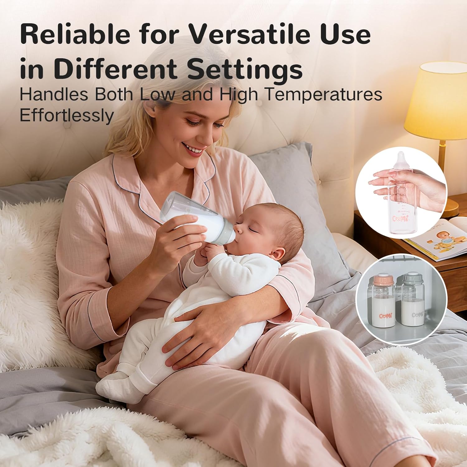 COMI Natural Glass Baby Bottle,Standard Neck Breastmilk Storage Bottle for Fridge,Breast Milk Container,Breast Pump Bottle Compatible with Medela Breast Pump,BPA Free,4PCS (5oz,4 Gray Lids) - Image 7