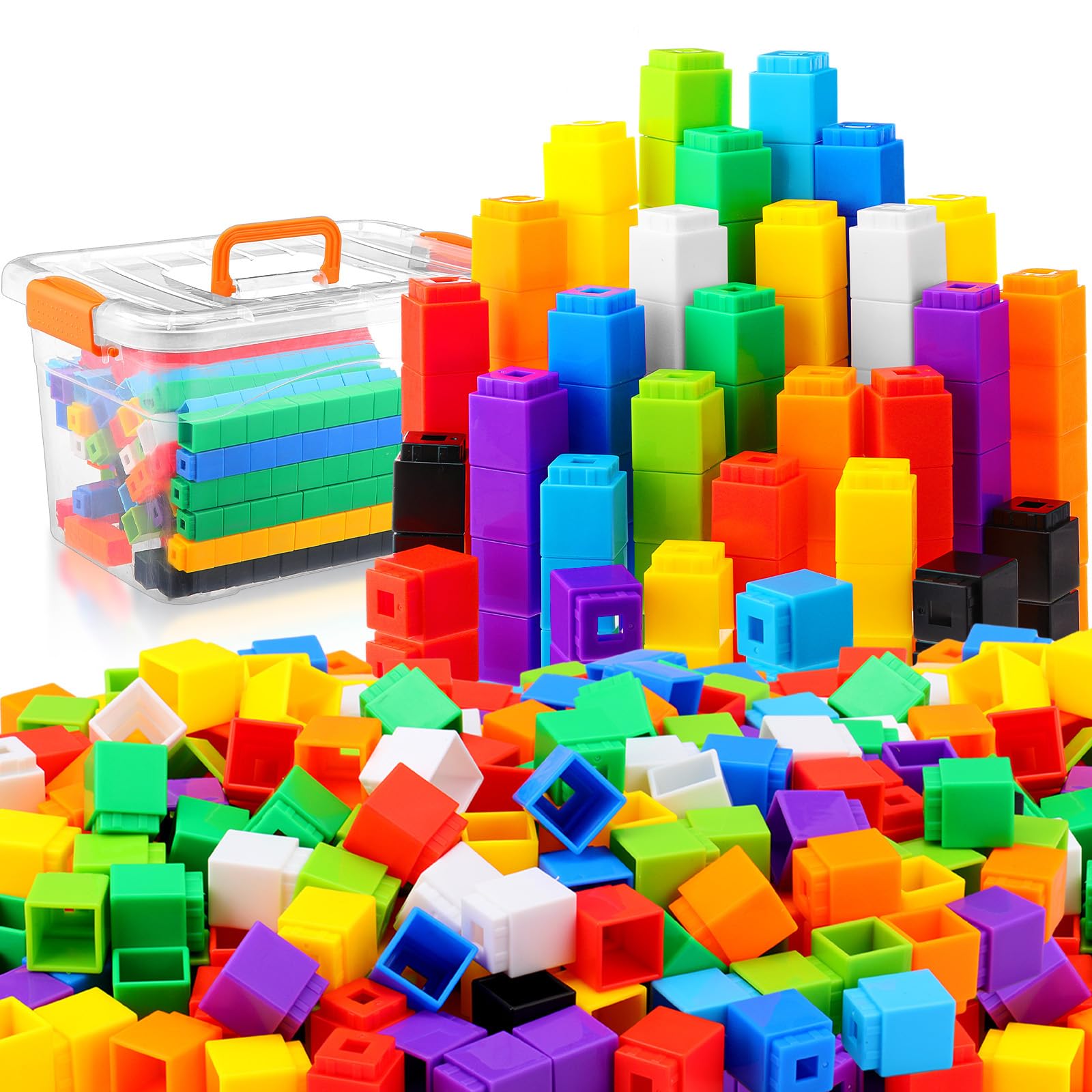 Jenaai 300 Pcs Linking Cubes, 2cm Math Blocks with Storage Box, Yellow