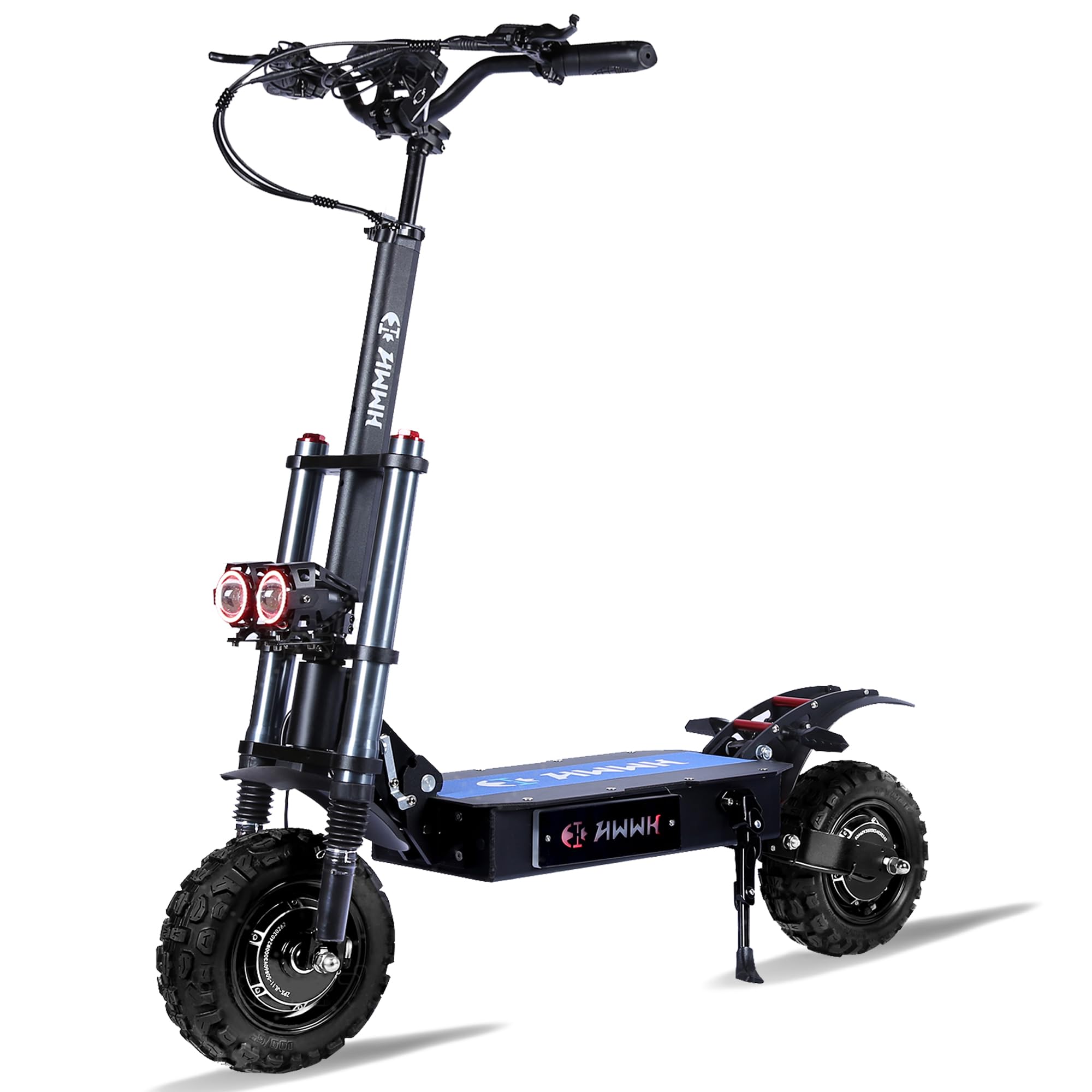 HWWH Patinete Electrico Todoterreno Adultos Scooter Eléctrico Plegable Doble Motor Arranque NFC, Acelerador Rotatorio 11 Pulgadas Neumáticos Todoterreno 60V/40AH Batería de Litio 120 km Duración