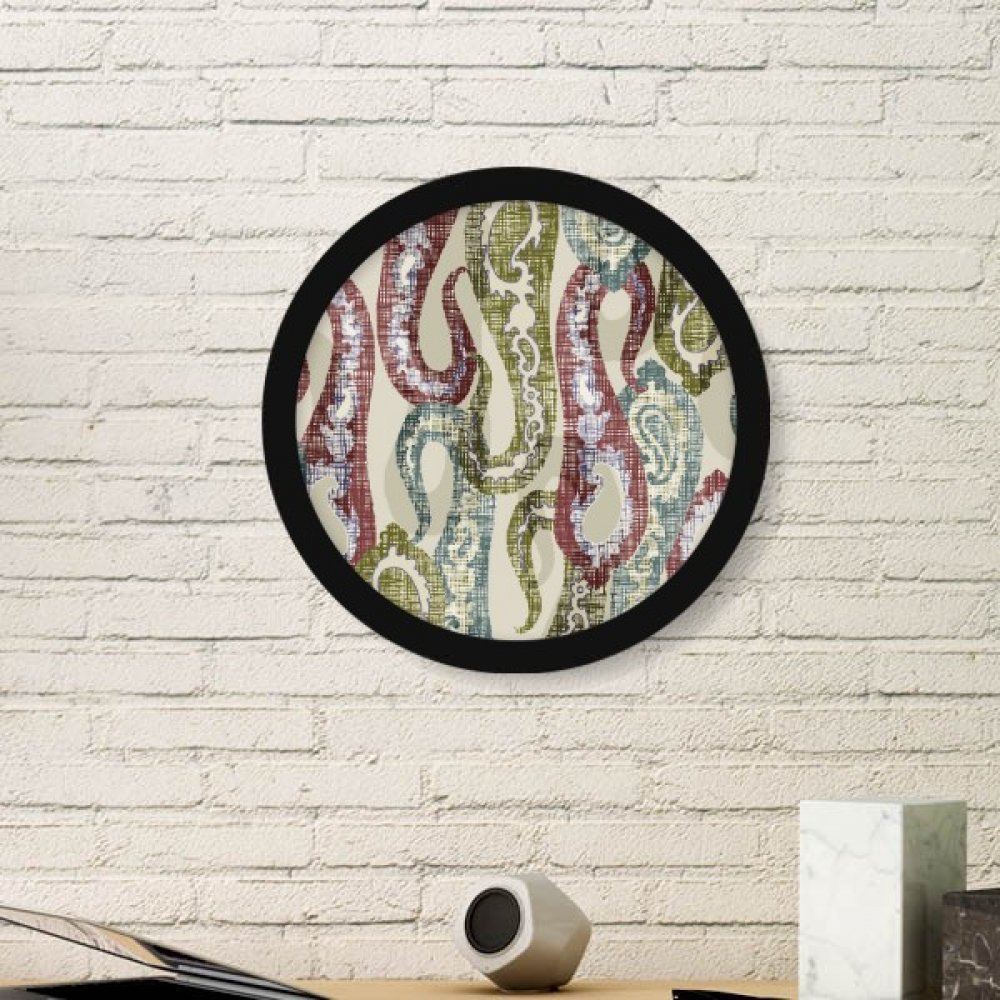 Cadre photo rond motif vert bleu rouge pour sublimer la décoration murale du salon