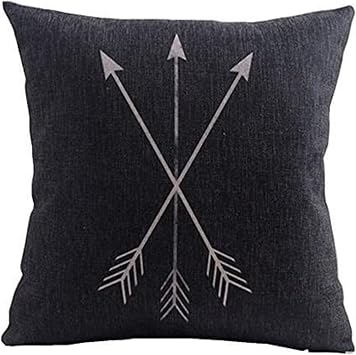 Black and White Feather Retro Magic Boho Arrow Pattern 16x16 Inch Linen Bohemian Geometric Square Throw Pillow Case Decorative Cushion Slipcover Home Decor Sofa Accent Pillowcase Slip Cover