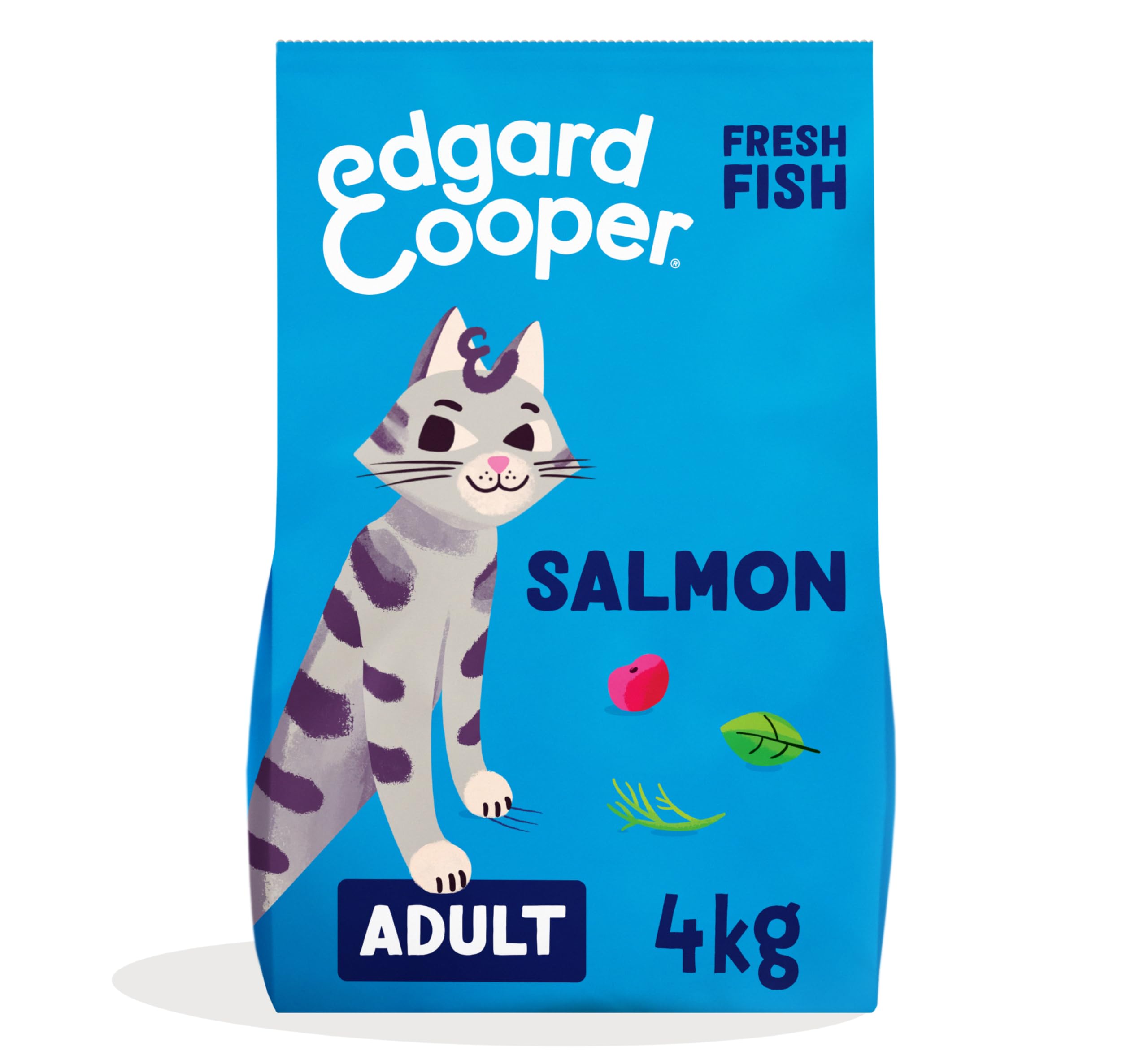 Edgard & Cooper Comida gatos Adultos, (Salmón, 4kg), Pienso gatos Esterilizados y Activos, Sin Cereales, Ingredientes Naturales, Carne Fresca, Hipoalergénico, Sin azúcares añadidos