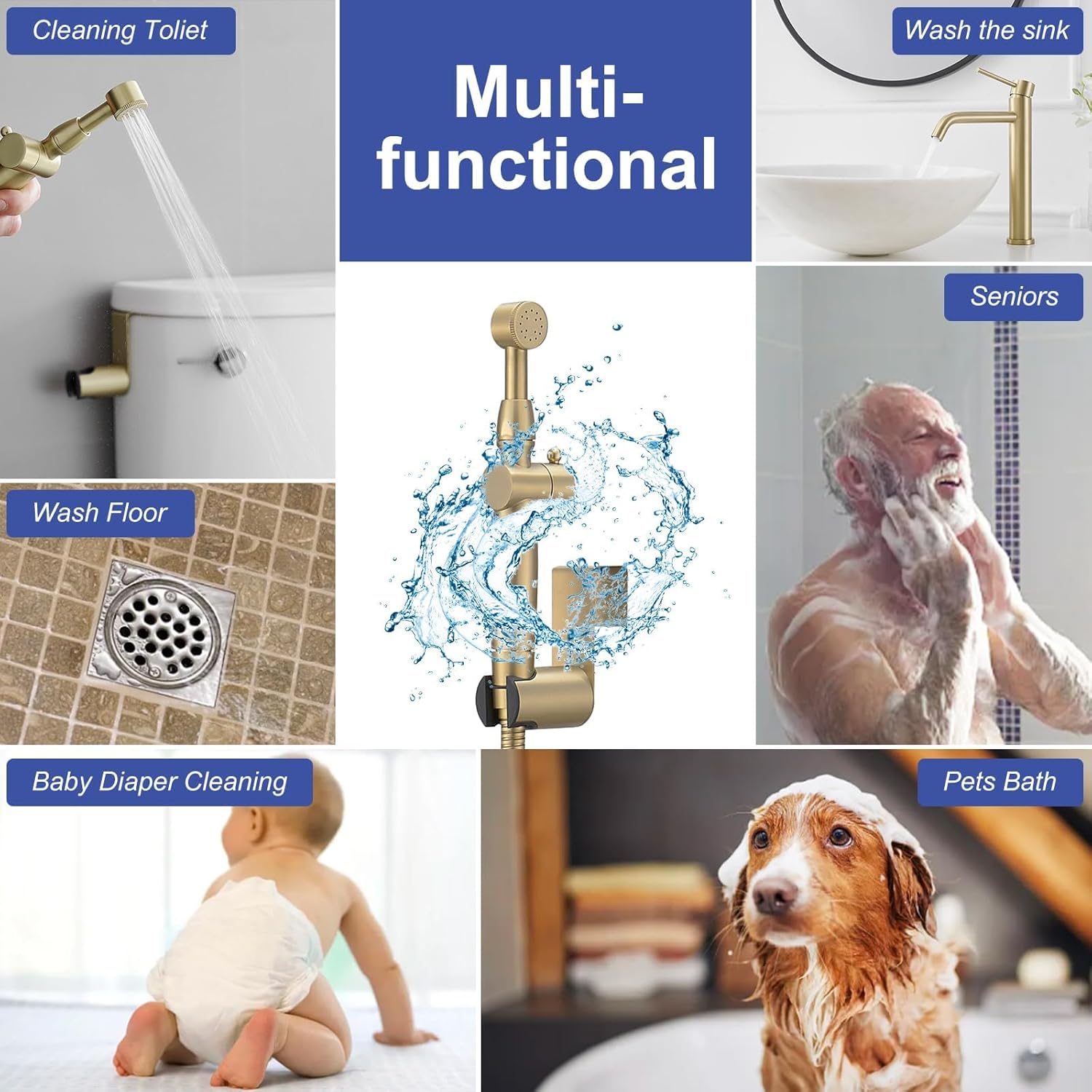 ゴールド 360 ハンドヘルドビデスプレーアタッチメント トイレ用 調節可能な布おむつスプレー ビデ アタッチメント用 トイレ用 交