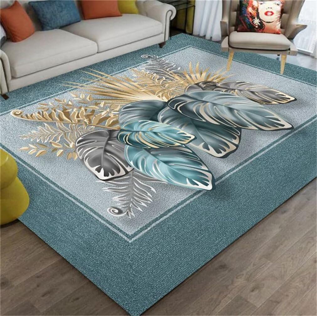 Tapis antidérapant et résistant bleu 150x200 pour salon et chambre