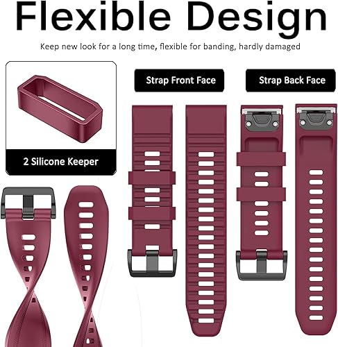 Miniatura 5 de Miimall Correa de repuesto compatible con Garmin Fenix 7 Band de ajuste fácil de 0.866in de ancho, silicona suave, impermeable, para Garmin Fenix 77