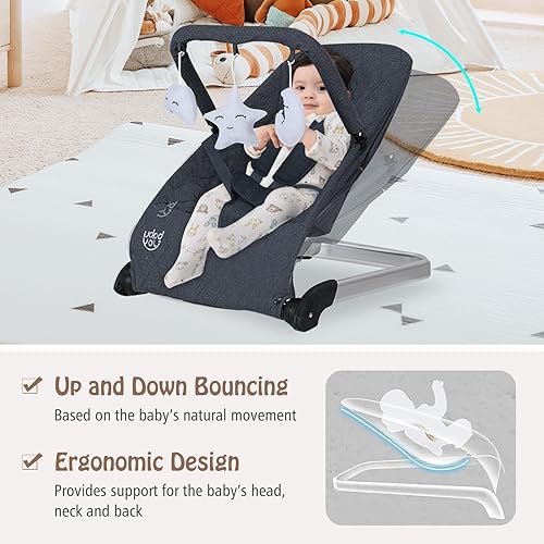 Miniatura 2 de Baby Joy 2 en 1 Baby Rocker asiento portátil para gorila con 2 posiciones reclinables ajustables asiento plegable para gorila con 2 modos de uso
