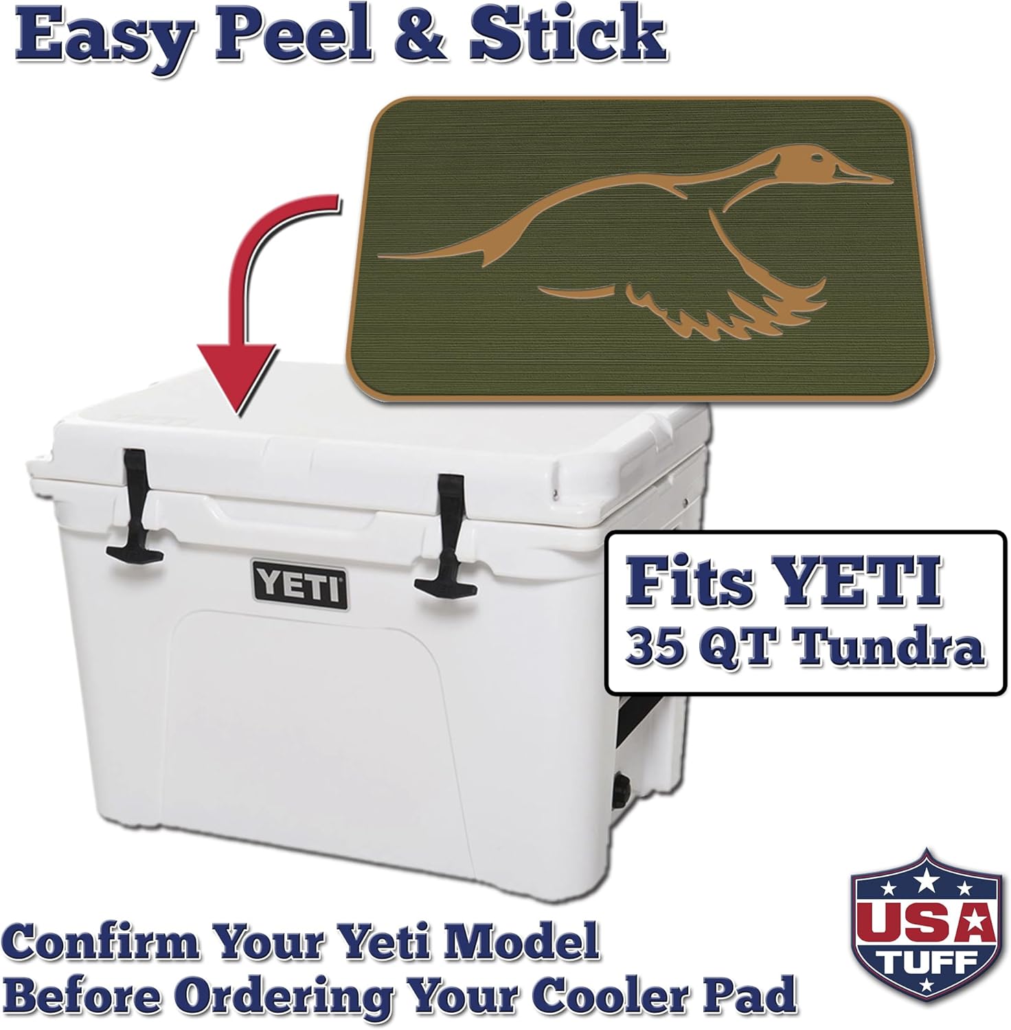 USATuff SeaDek EVA Mat Cooler Pad fits YETI | Peel & Stick Application | Non Slip Comfort Accessories - Duck Solo Hunting Design (OliveGreen-Mocha)