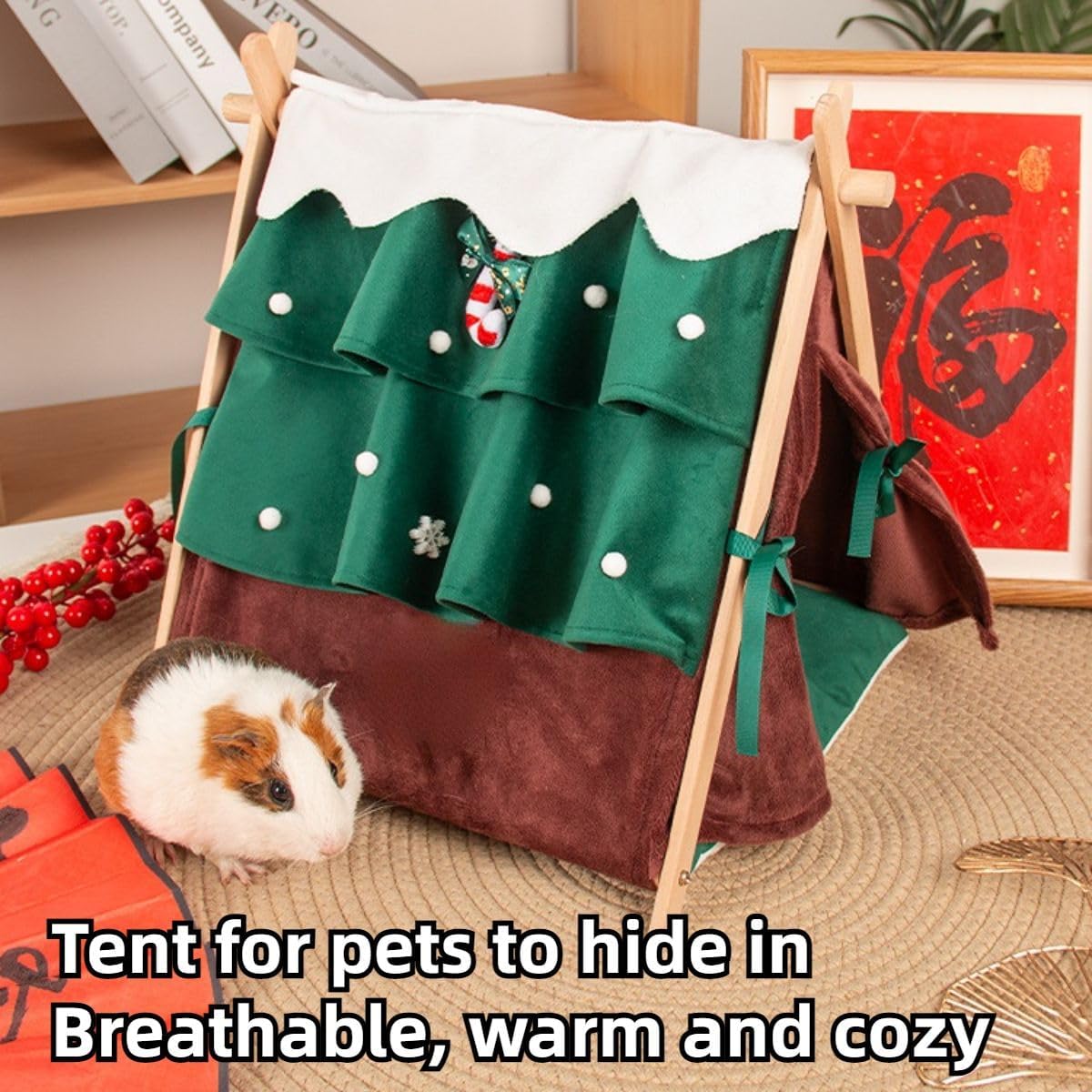 Rabbit Hideaway, Cozy Small Cat Bed, Christmas Stylish Cat Teepee Cute Tent for Bunny, Puppy, Guinea Pig and Small Animals