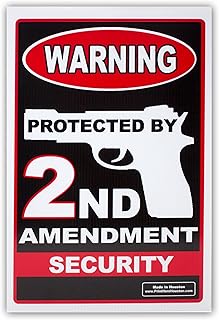 VIBE INK 12" x 18" Warning Protected by 2nd Amendment Security Plastic Yard Sign with Metal Stand for Lawn Grass and more - Stake included