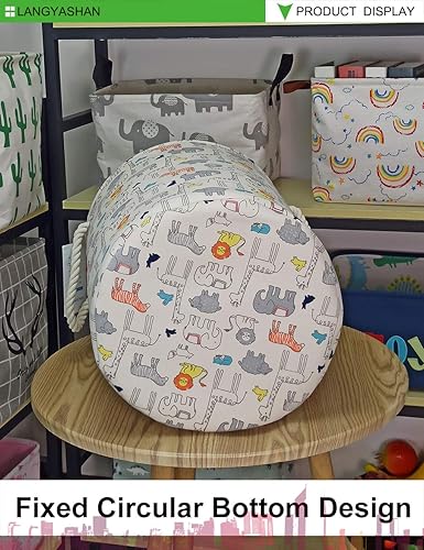Miniatura 7 de LANGYASHAN Cesta de lavandería de lona plegable para niños, niñas, cesta de almacenamiento para ropa de lavandería, cestas de regalo, ropa de