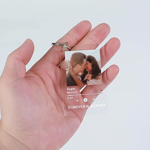 Miniatura 6 de Llavero personalizado de Spotify, llavero personalizado con placa de canción para novio y pareja con texto personalizado, acrílico