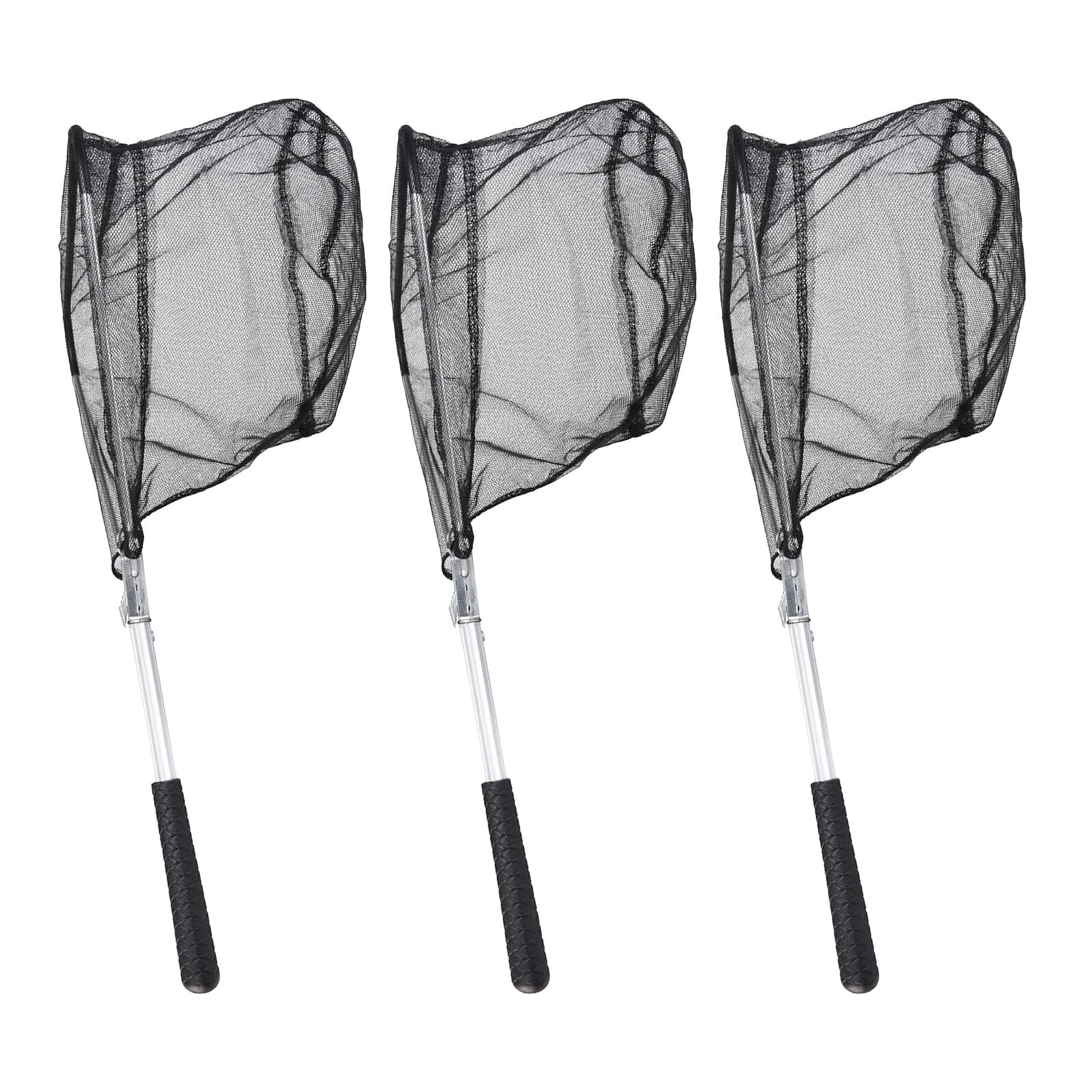 HANABASS Red de Pesca Plegable de Mano 3 Piezas Estructura Triangular de Aleación de Aluminio, Mini Red Ligera para Pesca en Agua Dulce y Salada, Equipo Portátil para Captura y Liberación