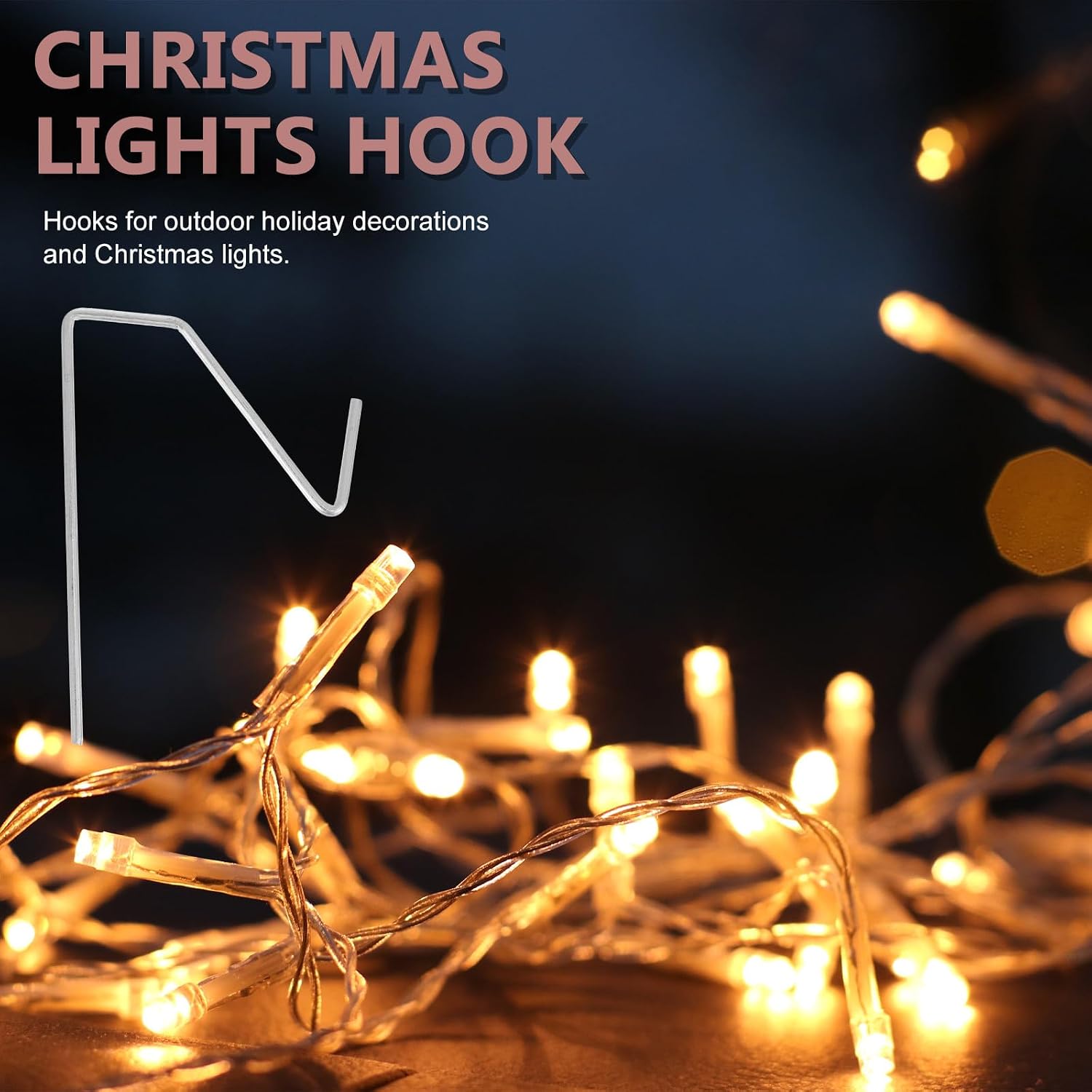 50 Pcs Metal Light Hooks Silver Outdoor Christmas String Hanging | Creative Special Shape, Sturdy Simple Design, Photo Props and Decorations