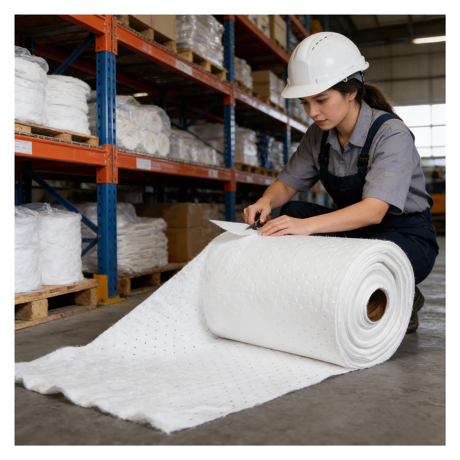 ERRULAN Ölauffangmatte für Garagenböden, Autopflege Ölspritzschutzmatte Kraftstoffabsorbierende Baumwolle für Zuhause, Keller Leicht zuschneidbar(W 60cm/23.6in,L 10m/393.7in/32.8ft)