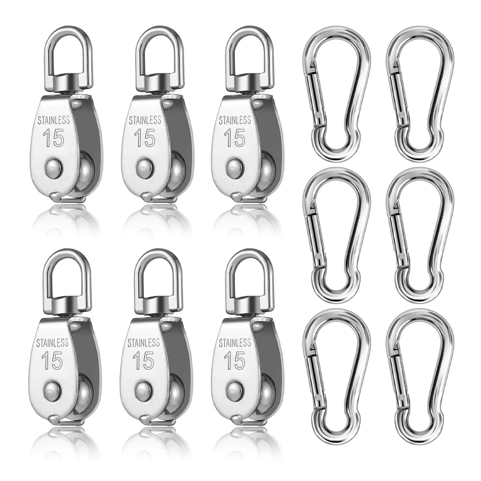 Poleas de acero inoxidable, juego de poleas de cuerda resistentes para máxima resistencia y durabilidad, ideal para tendederos, toldos y levantamiento de cargas pesadas